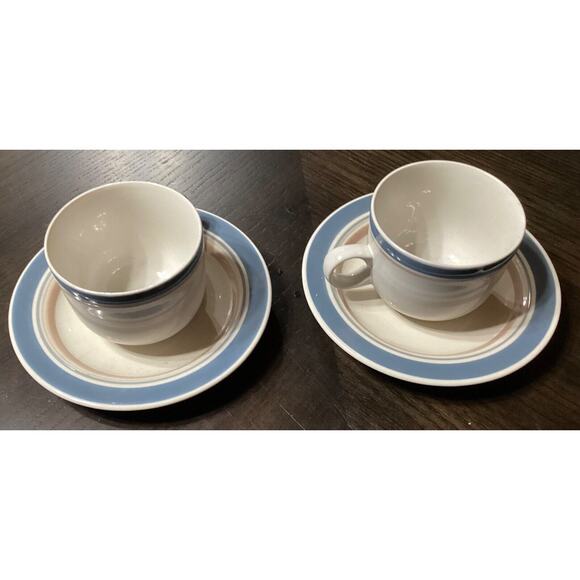 2~ Vintage International Stoneware Coffee Tea Mugs & Saucers ~ Japan - Picture 5 of 7